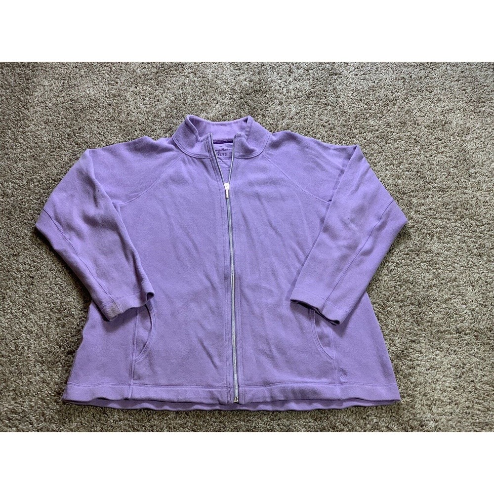 Tommy Bahama Sweater Extra Large Purple Womens Casual Full Zip Logo Cardigan